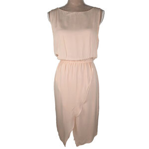 Aritizia Babaton Silk Ruffle Slit Midi Dress Silk Balletcore Pink M Feminine